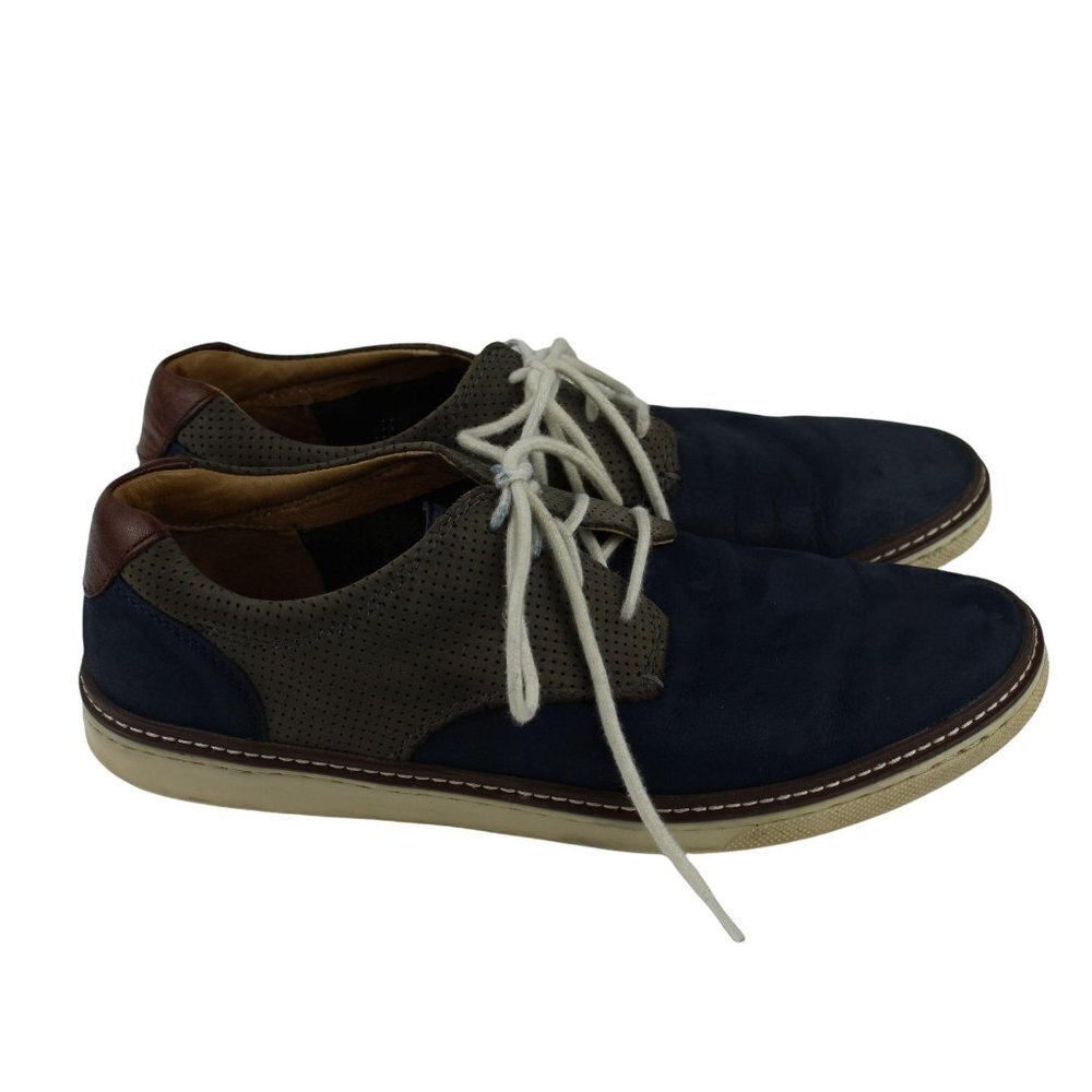 J&M Men's Navy Gray Nubuck Leather lace up shoes Size 9.5M